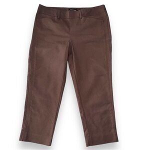 WHBM Size 6 Chocolate Brown Side Zip Slim Ankle Pants Cotton-Nylon-Spandex